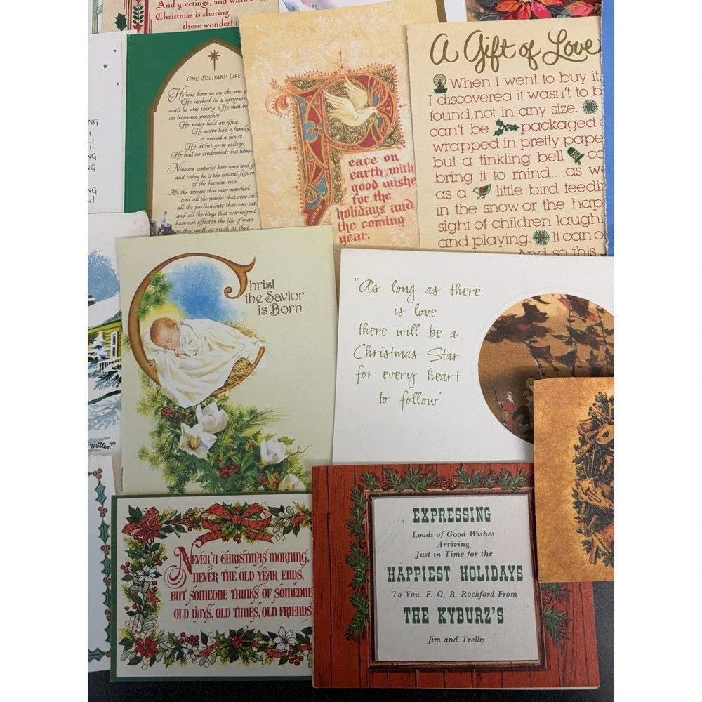 Vintage Christmas Cards Fronts ONLY Bible  Verses More Scrapbooking Crafts 50+